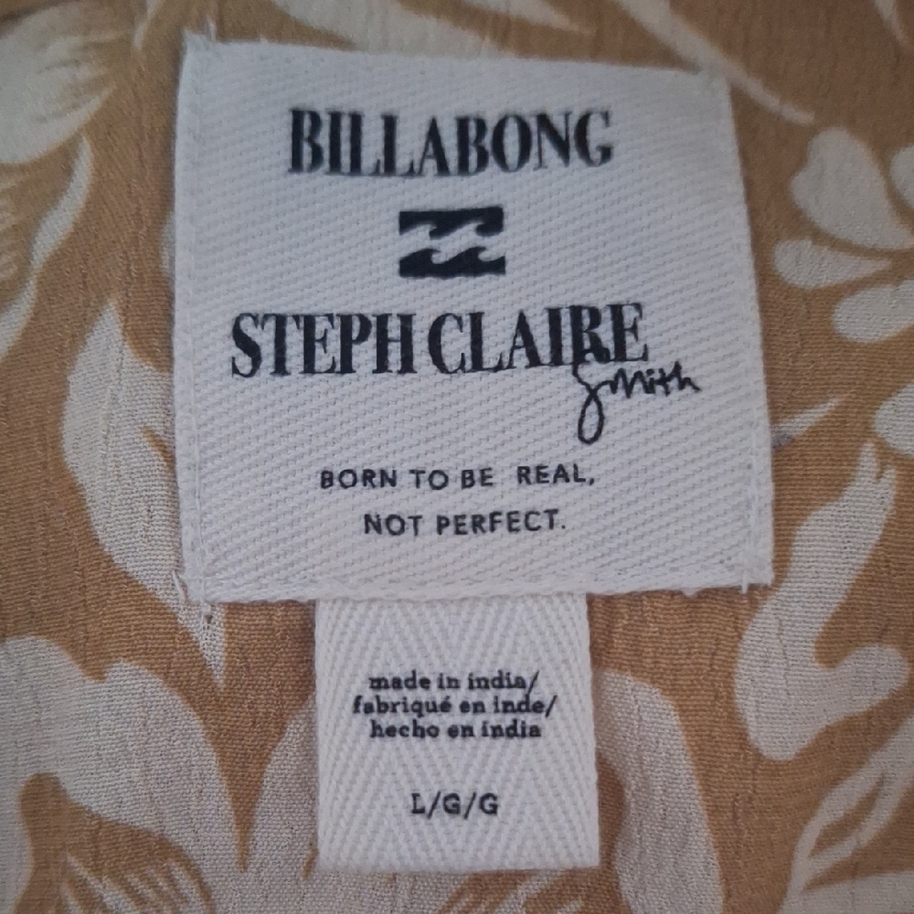 Billabong Gold Floral Button-Down Shirt Steph Claire Smith Collection - Picture 6 of 7